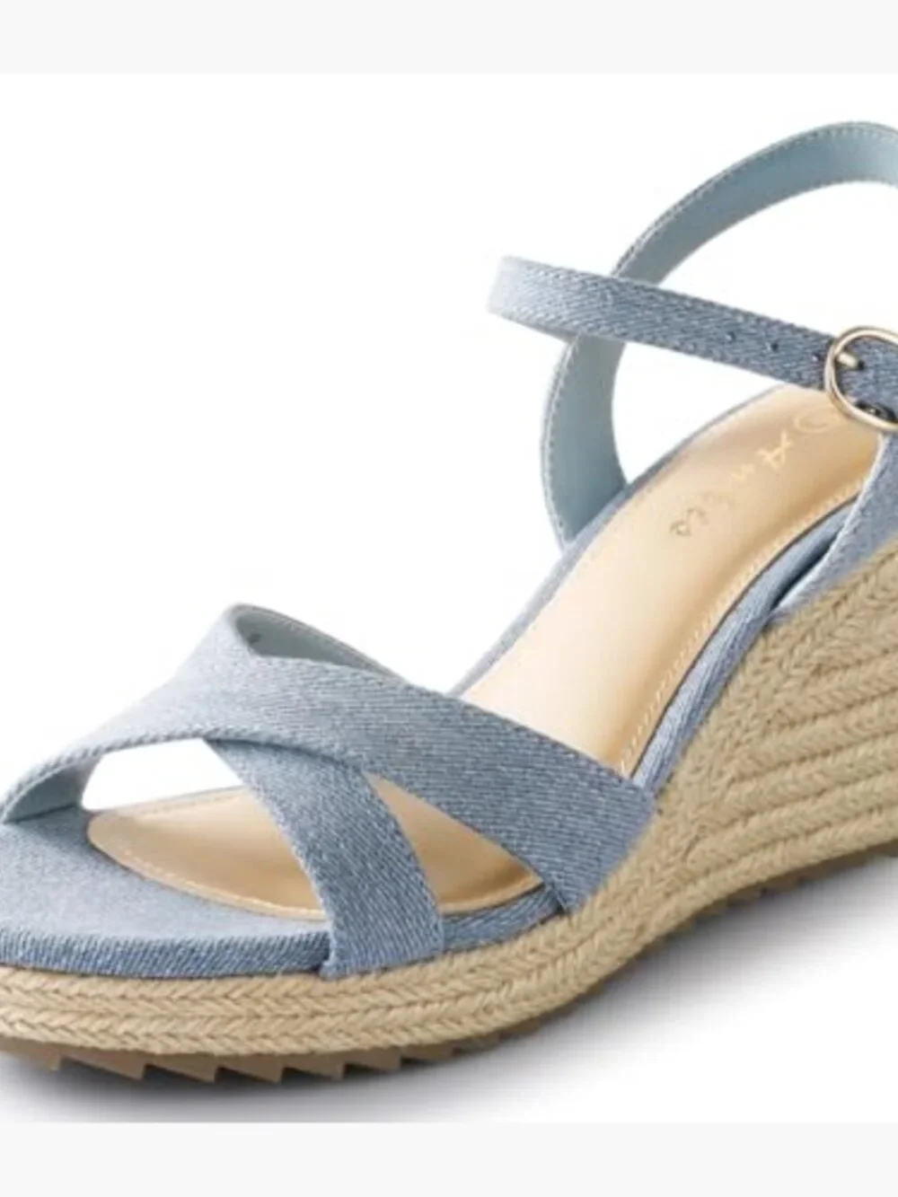 Womens Espadrille Wedge Sandals Lightweight PU Open Toe Ankle Strap High Heel
